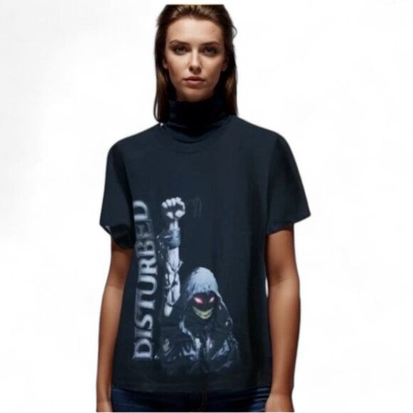 Disturbed " Up Yer Fist" Autographed Signed  David Draiman Graphic Band T Shirt - Picture 1 of 9